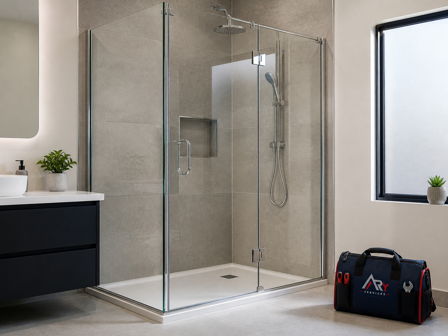 ARY Property Maintenance shower door and bathroom fixture repair in Canberra apartment